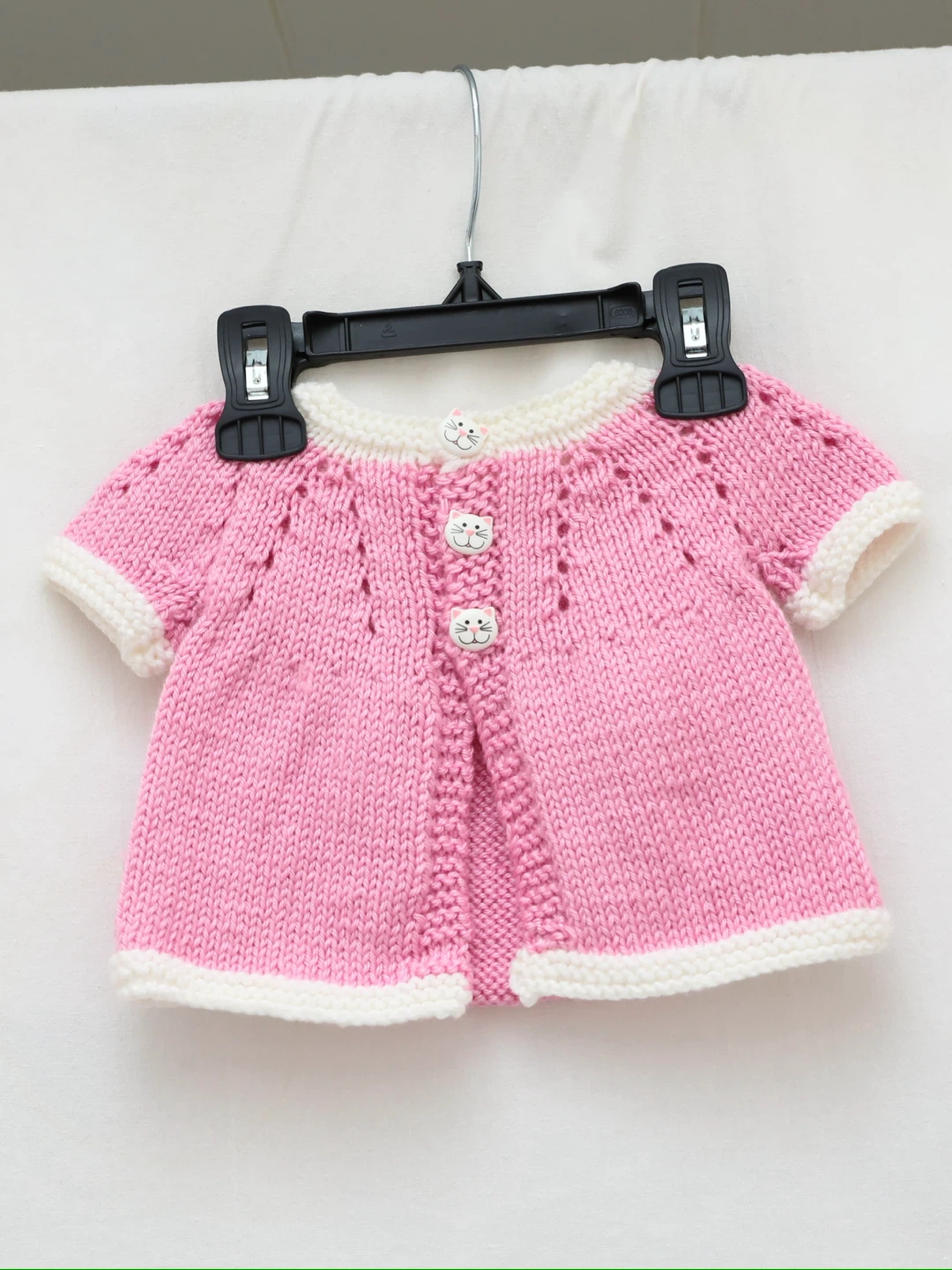 Pink knit baby girl jacket top infant newborn pink cat