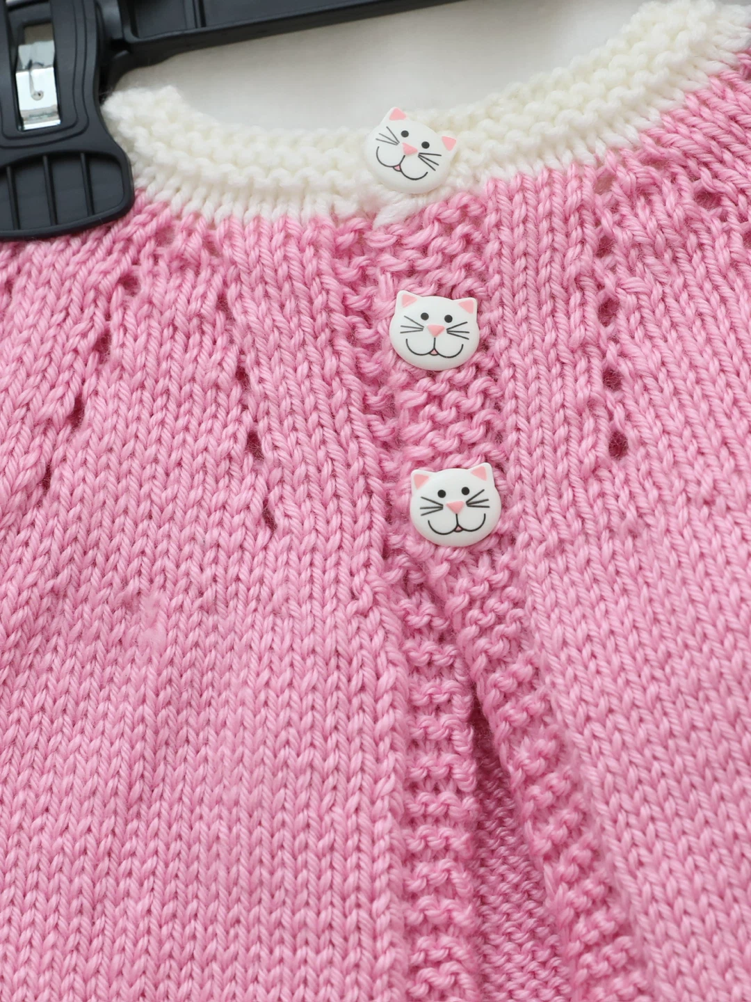 Pink knit baby girl jacket top infant newborn pink cat - photo 2