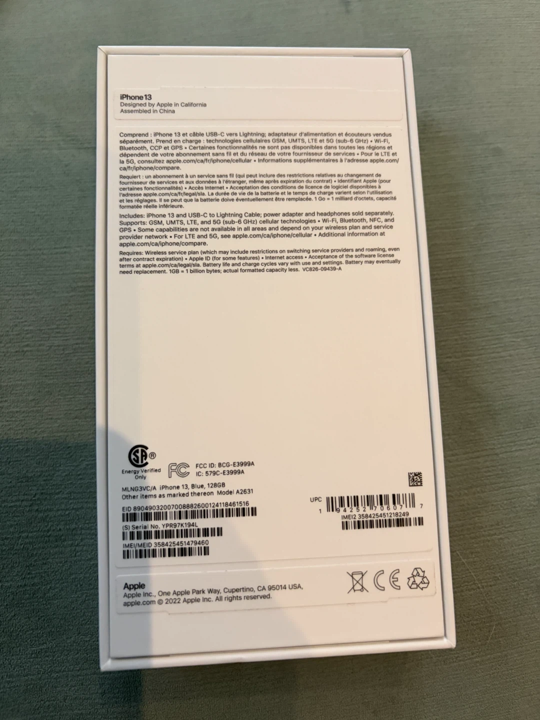 iPhone 13 Blue 128GB Box - box only! - photo 2