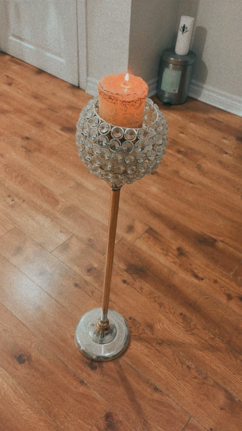 Crystal sphere candle holder floor stand