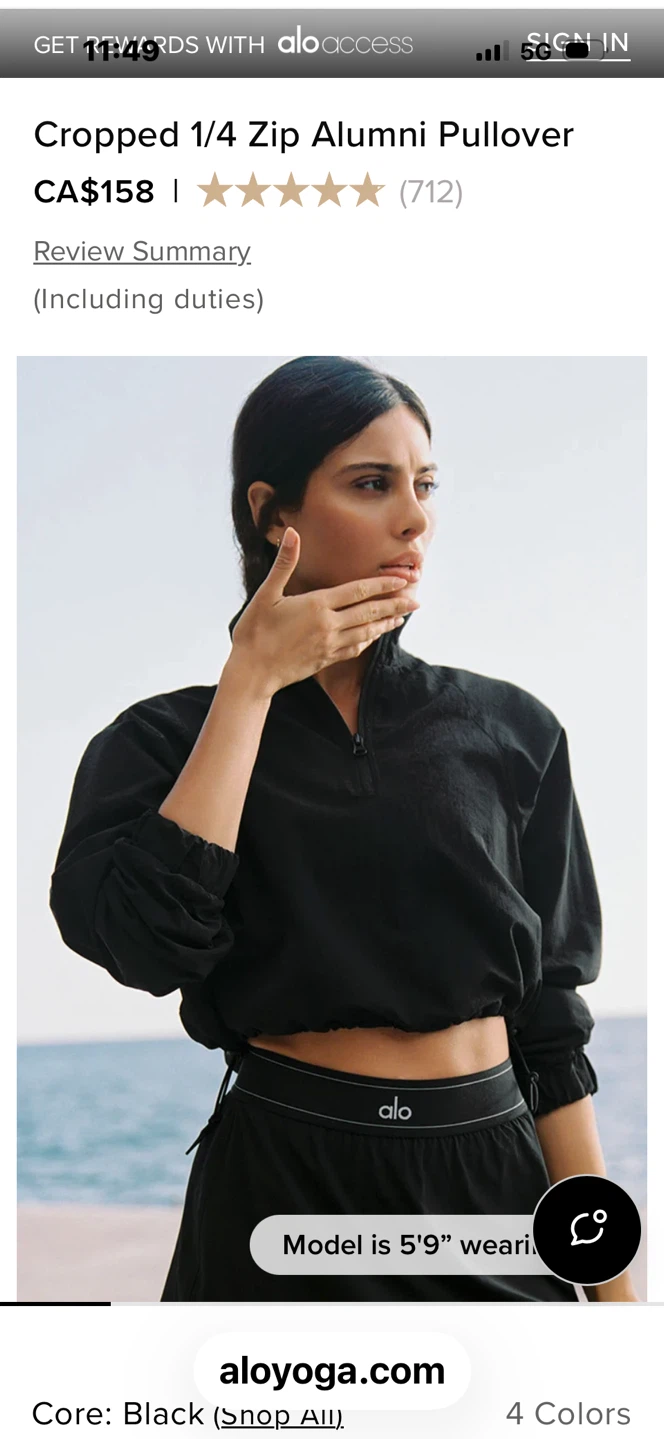 Alo Yoga Cropped 1/4 Zip Alumni Pullover - photo 4