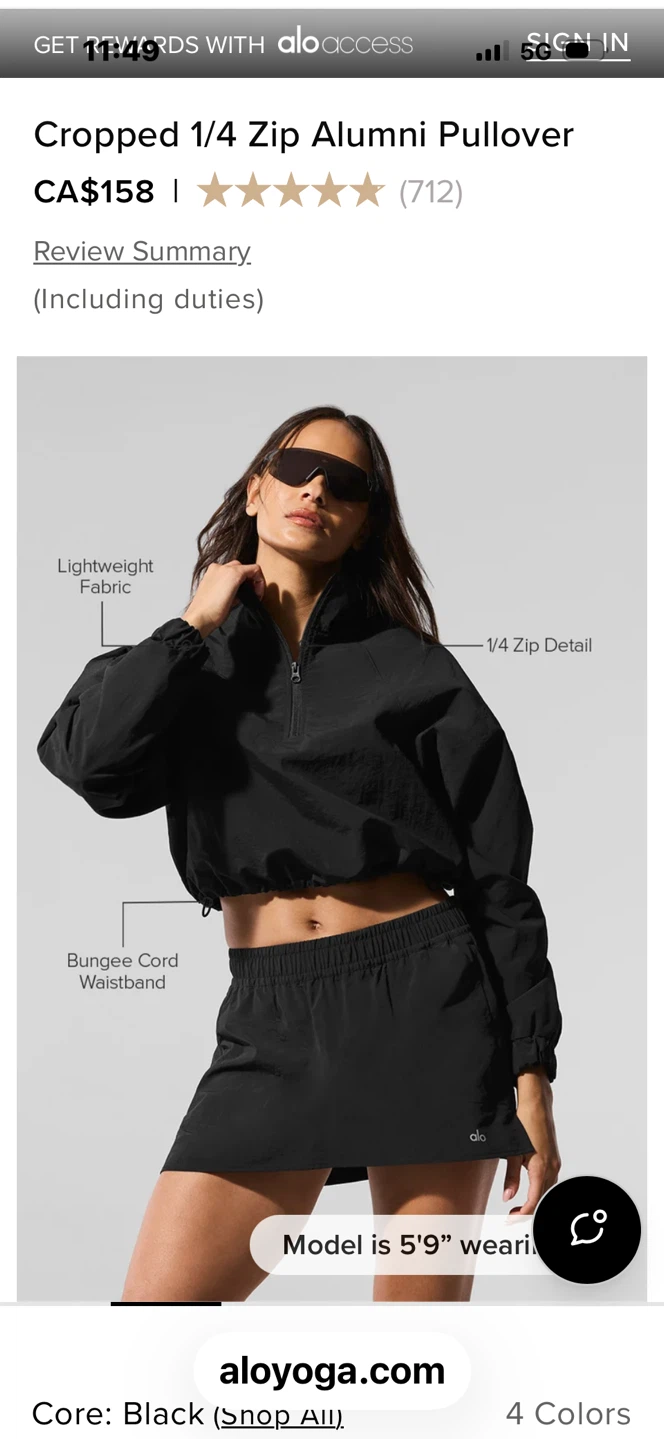 Alo Yoga Cropped 1/4 Zip Alumni Pullover - photo 5