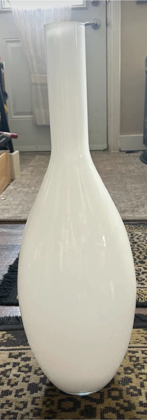 Tall White Opaque Glass Vase