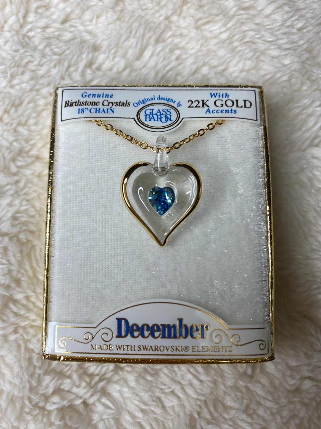 Glass Baron December Birthstone Heart Necklace