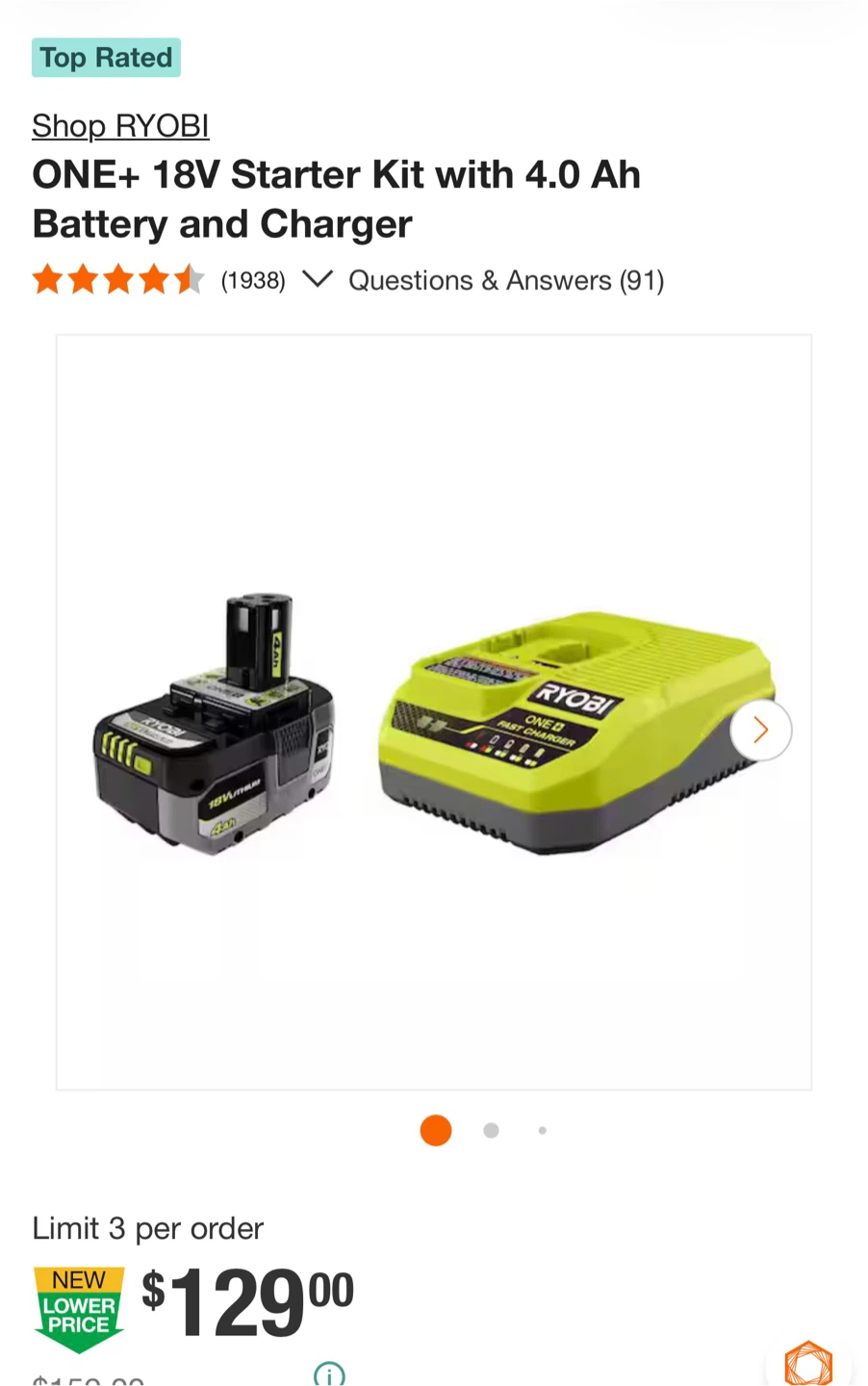 Ryobi ONE+ 18V 4Ah Lithium Starter Kit - photo 2