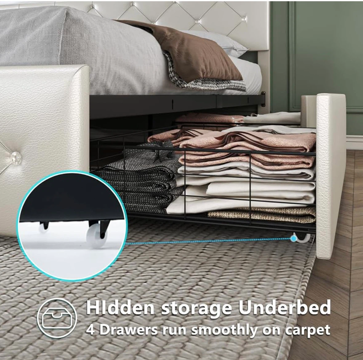 NEW - Bed Frame w Storage and LED - Full Size - In its box - photo 3