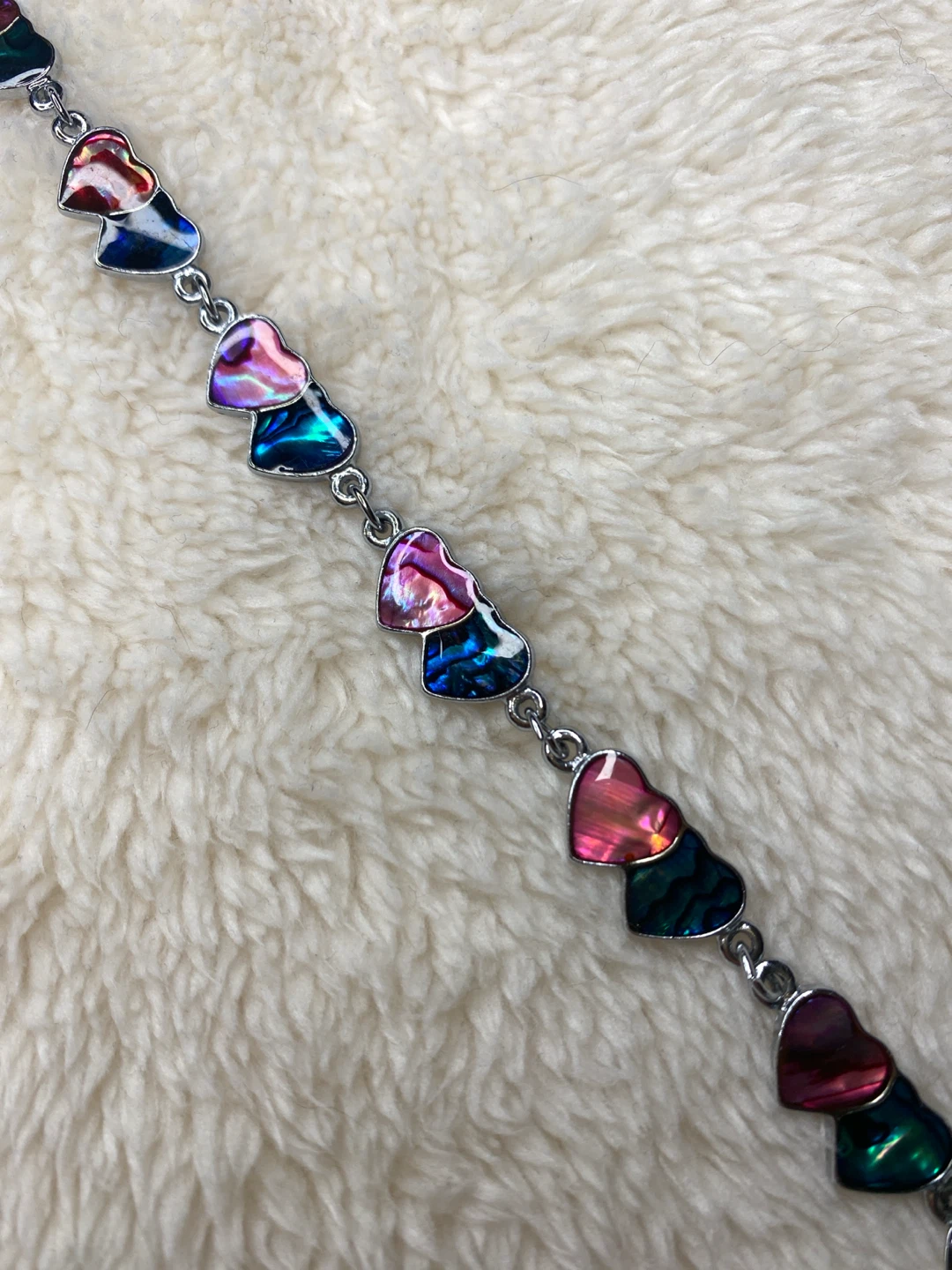 Iridescent Heart Charm Bracelet