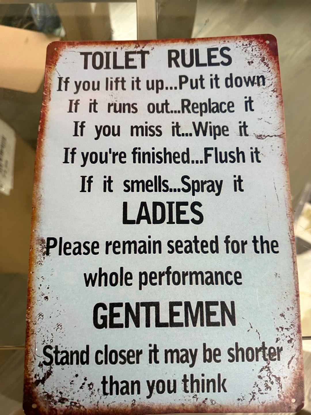 Toilet Rules Metal Wall Sign