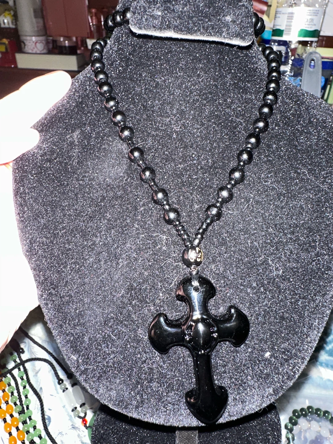 Black Cross Beaded Necklace - photo 2