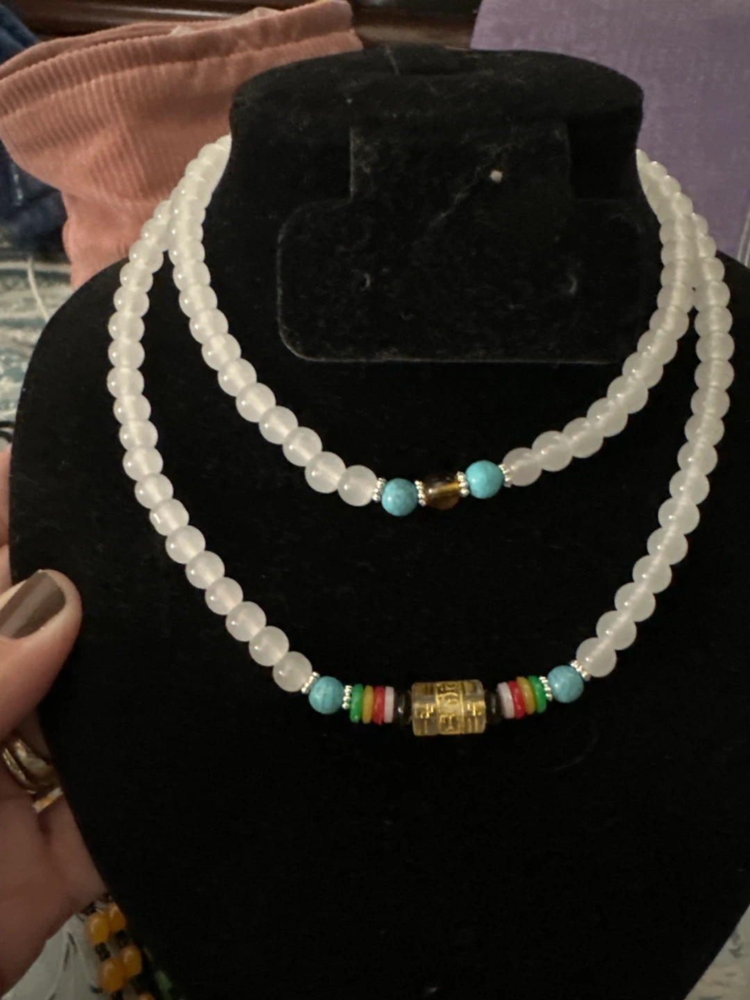Beaded Necklace Set with Accent Stones