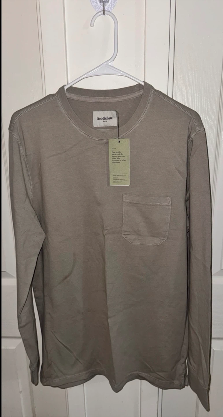 Goodfellow & Co Mens Long Sleeve Pocket Shirt Taupe/Beige Medium