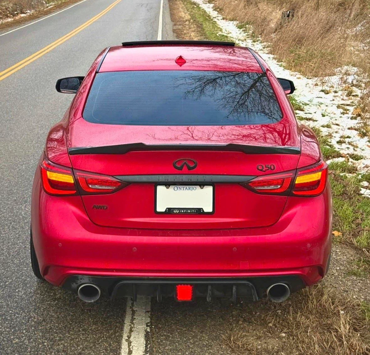 Racing Carbon Fibre Rear Trunk Spoiler for Infiniti Q50 - photo 2