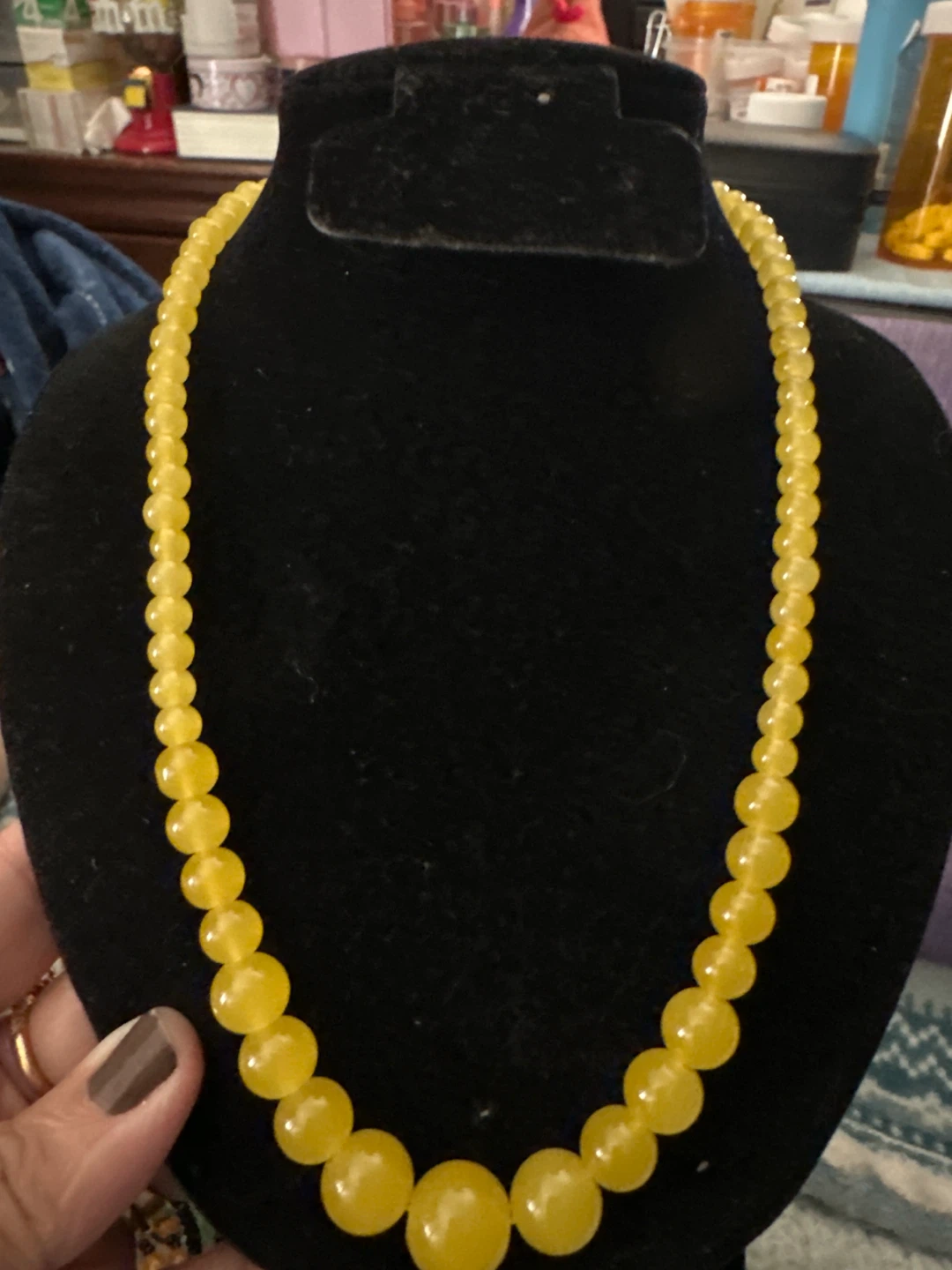 Yellow beaded necklace