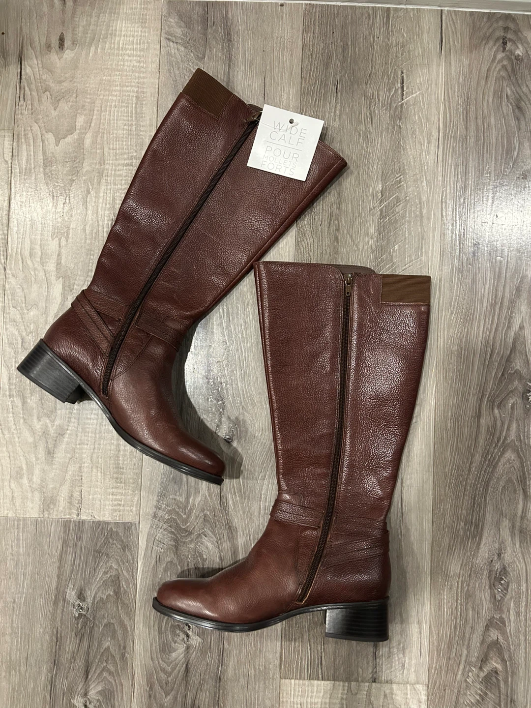 Naturalizer Wynnie Wide Calf Brown Leather Tall Riding Boots
