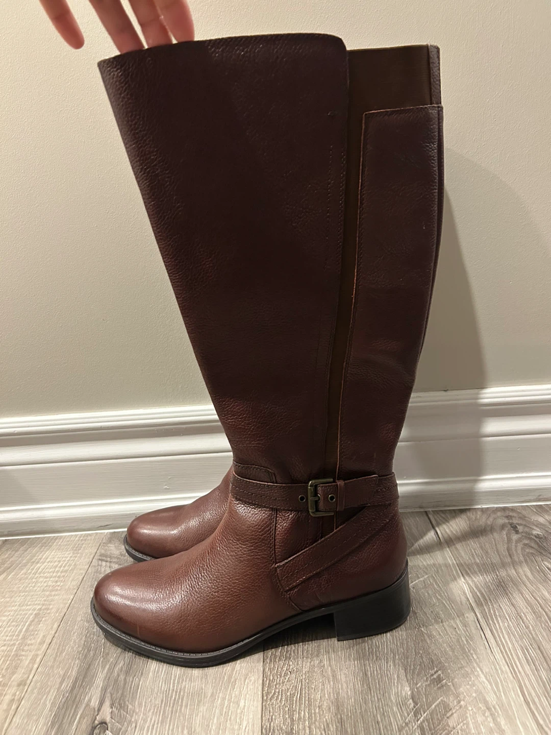 Naturalizer Wynnie Wide Calf Brown Leather Tall Riding Boots - photo 2
