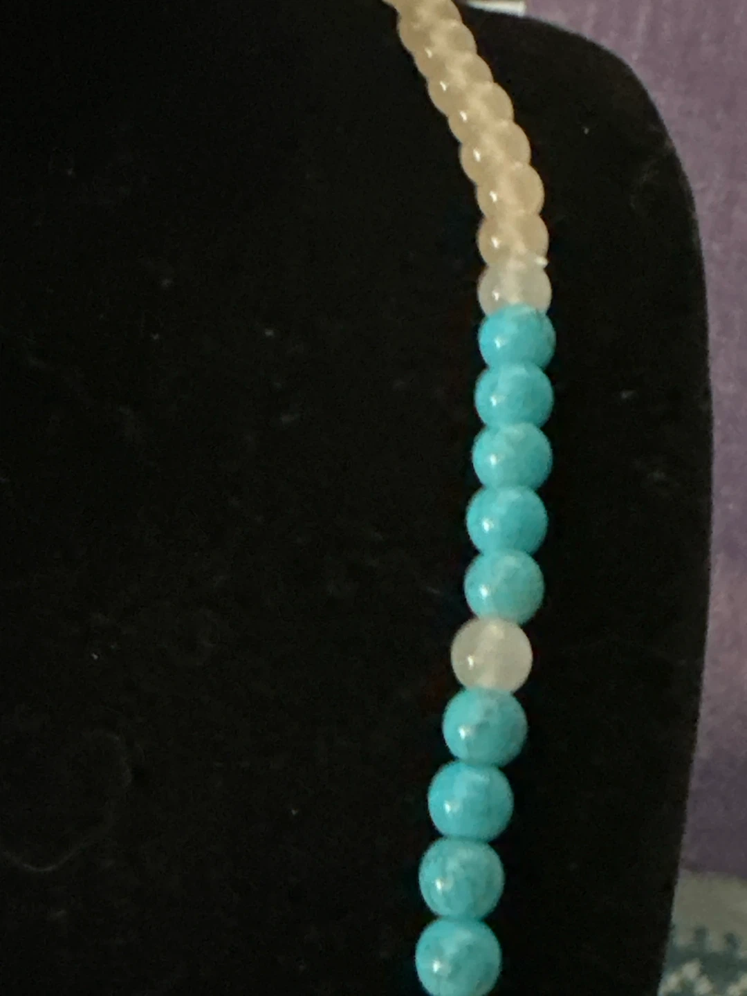 Beaded Necklace with Blue and Light Pink Beads - photo 3