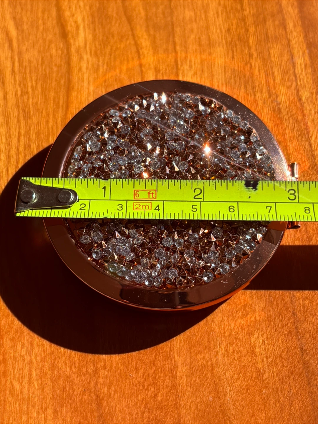 Rose Gold Rhinestone Compact Mirror - photo 3