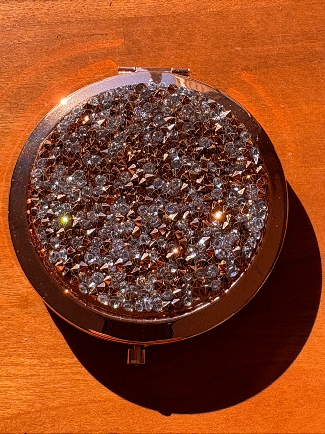Rose Gold Rhinestone Compact Mirror - photo 5