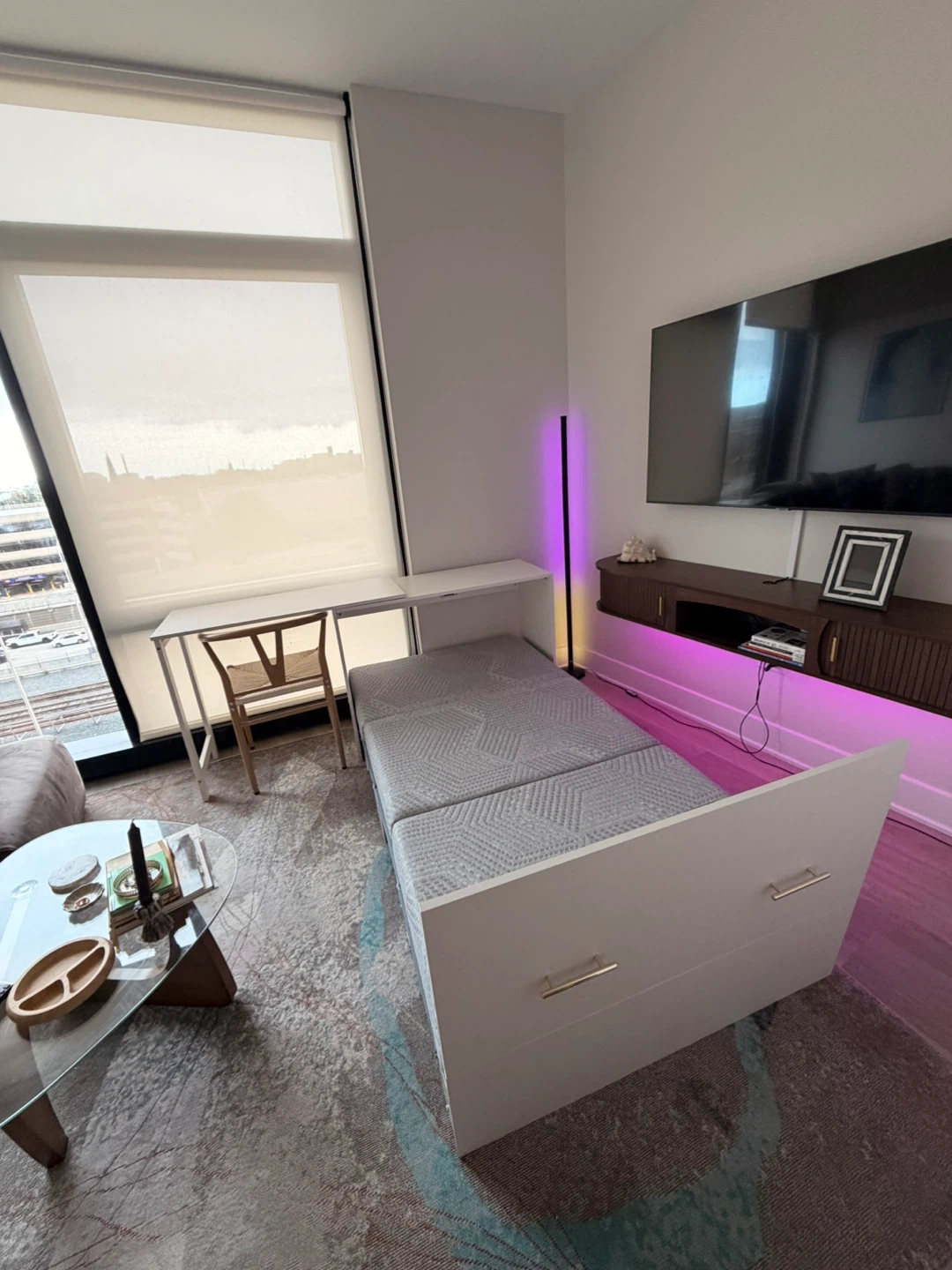 Twin size murphy cabinet bed with desk & mattress - photo 3