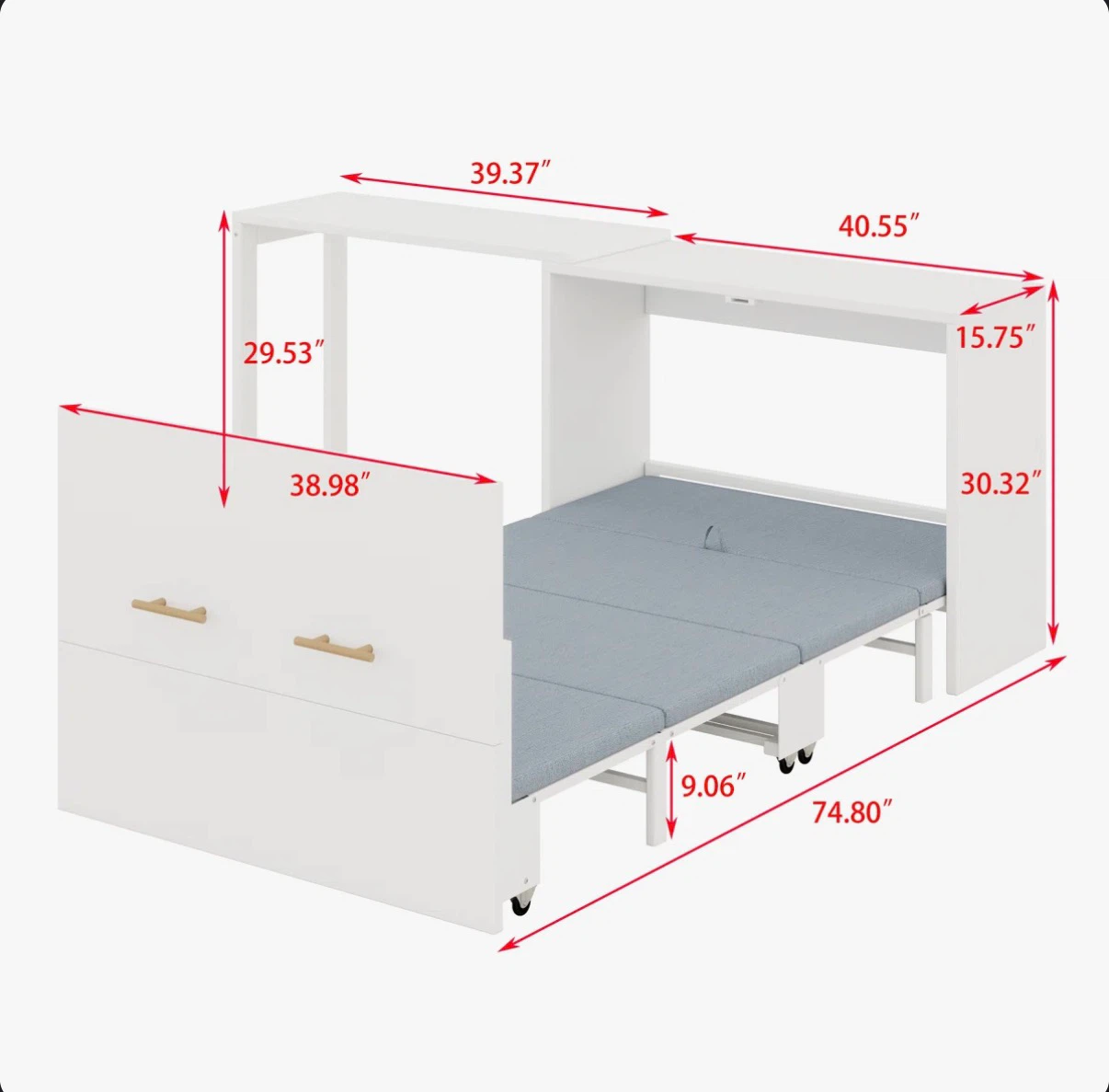Twin size murphy cabinet bed with desk & mattress - photo 4