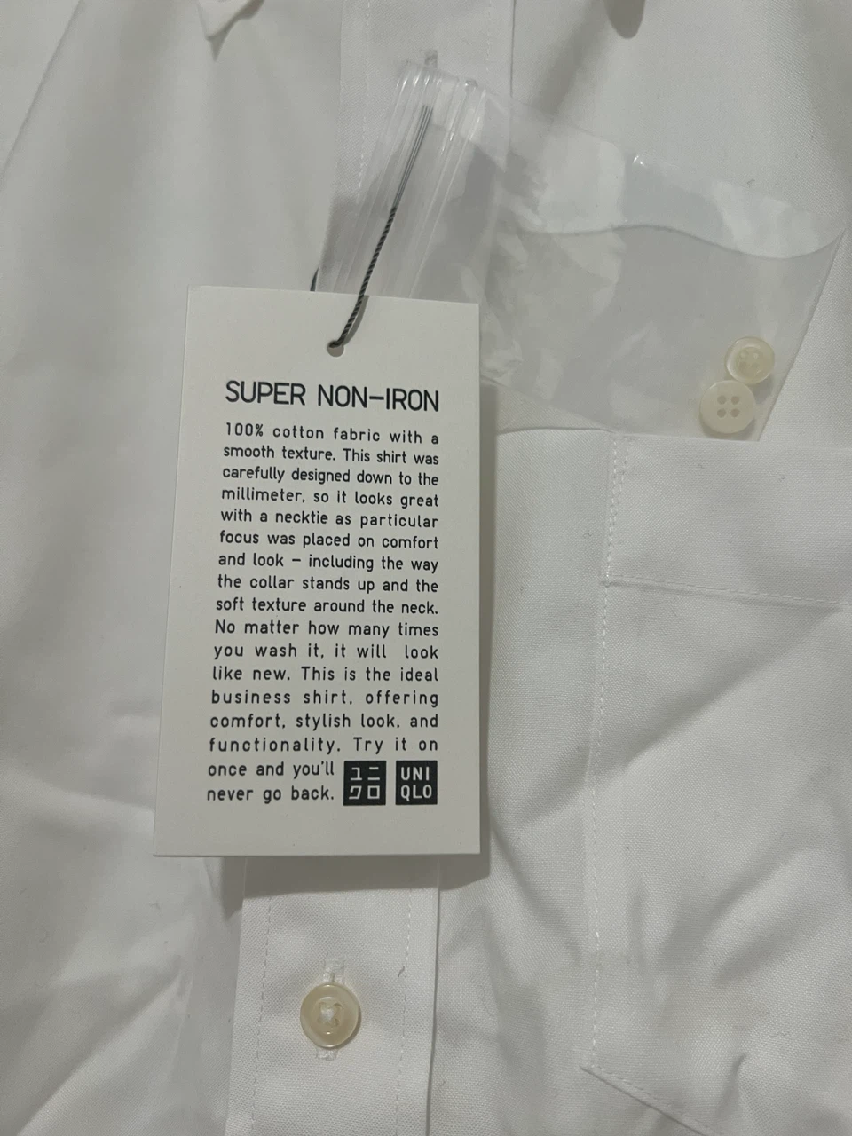 UNIQLO (100% New) White Super Non-Iron Slim Fit Business Shirt - photo 4
