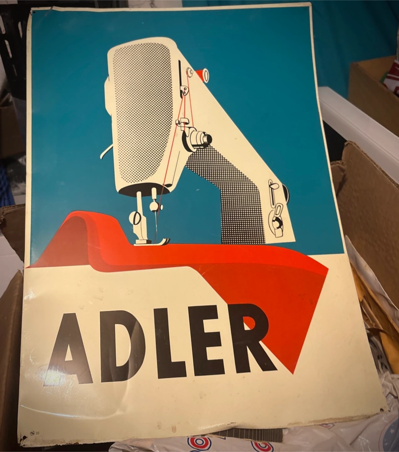 1965 Vintage Adler Sewing Machine Tin Sign - photo 5