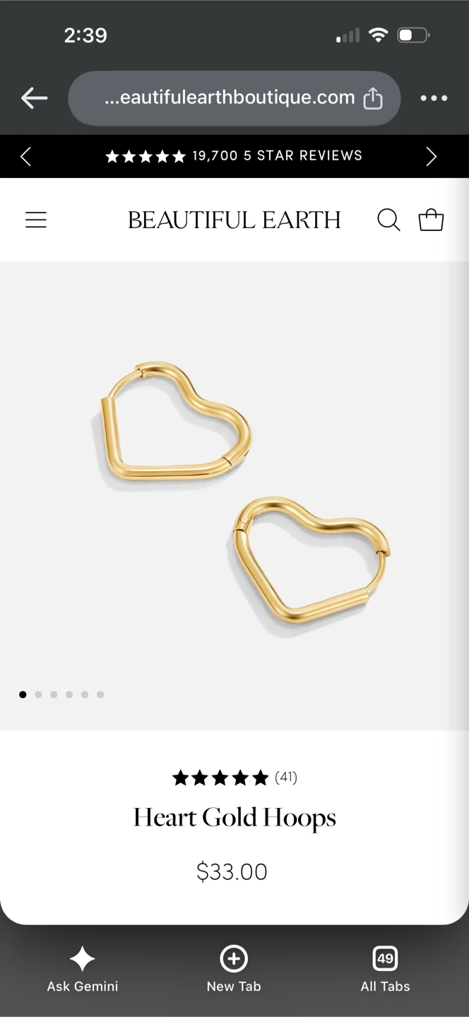 Beautiful Earth Heart Gold Hoops - photo 2
