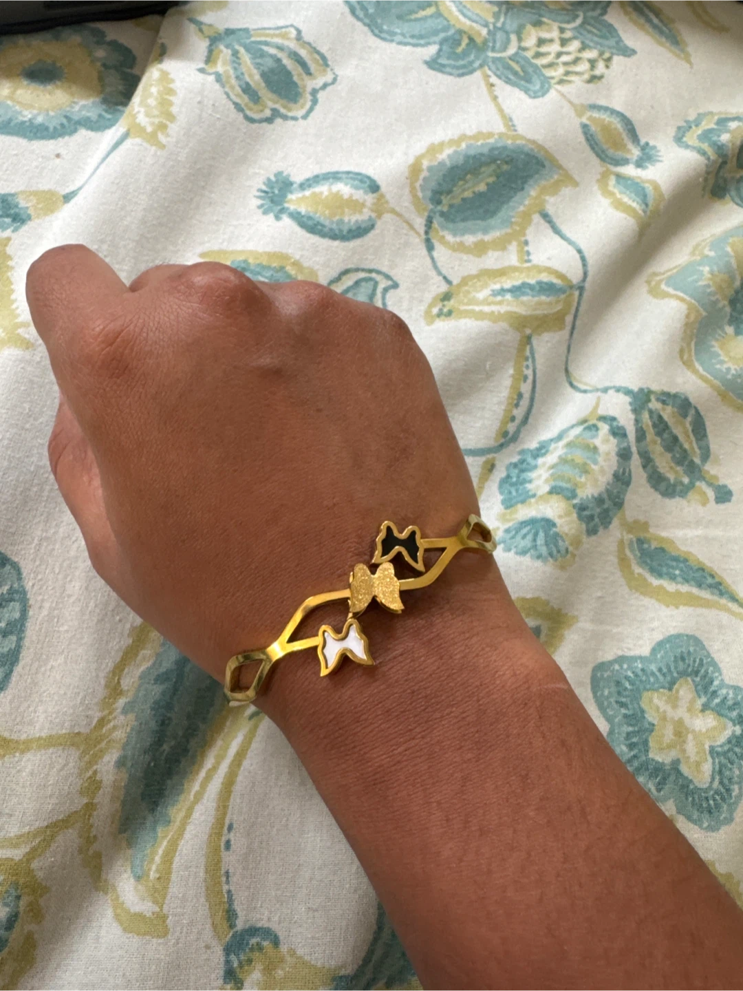 Gold-tone butterfly bangle bracelet