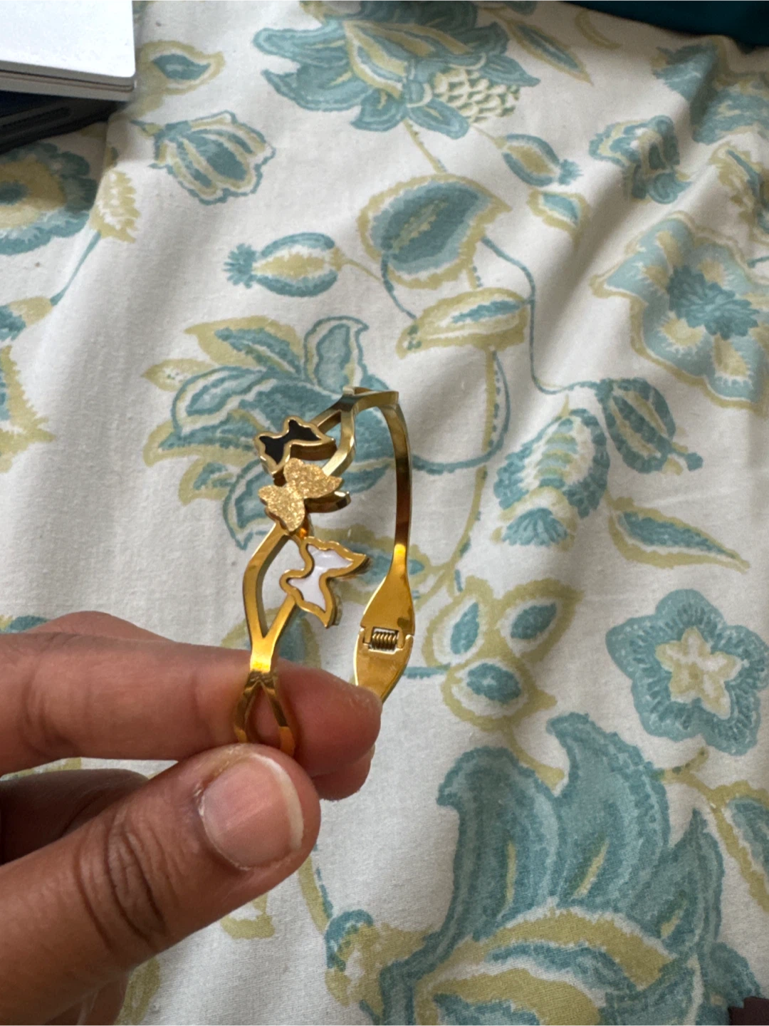 Gold-tone butterfly bangle bracelet - photo 2