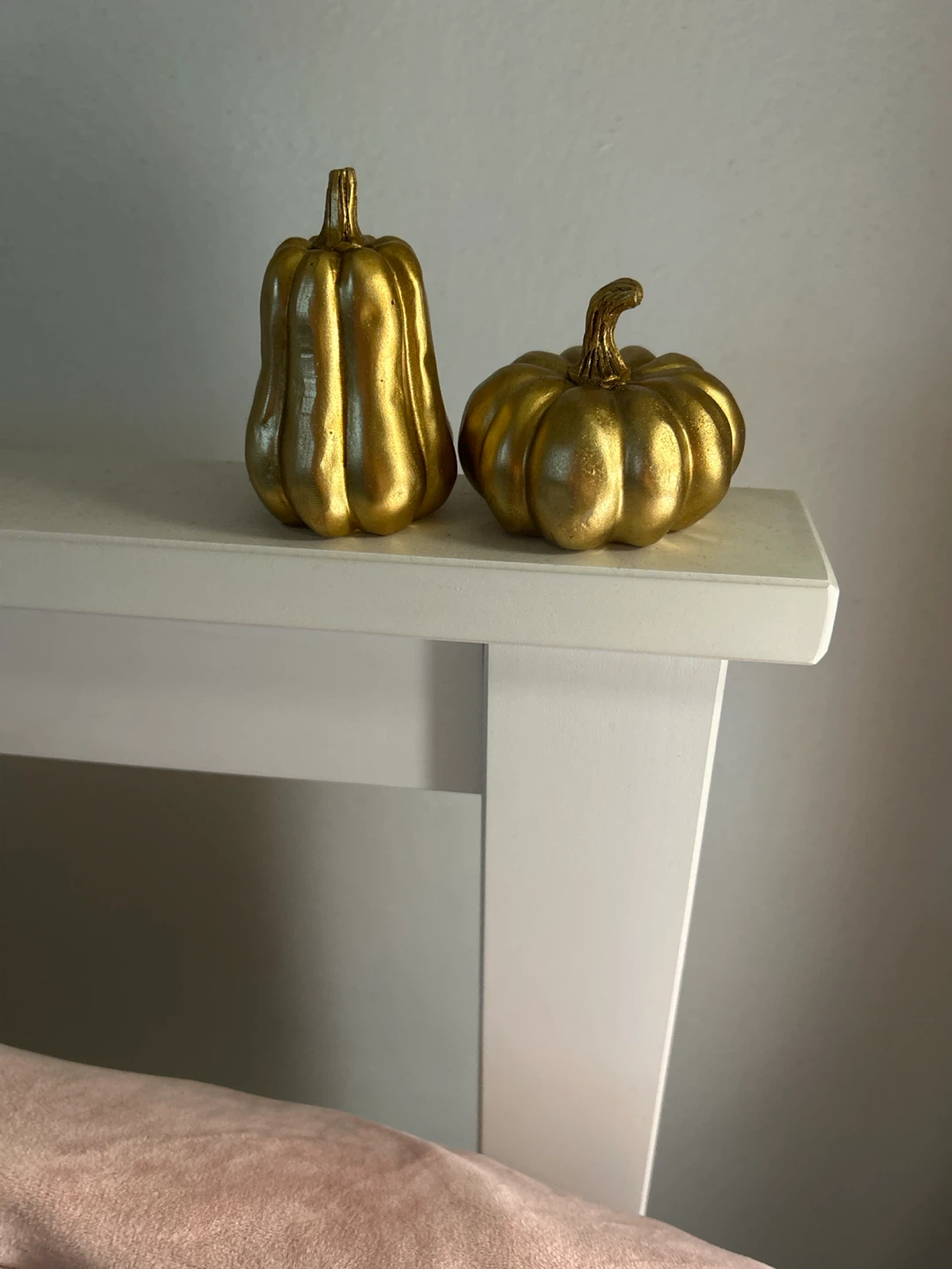 Set of Two Gold Decorative Pumpkins