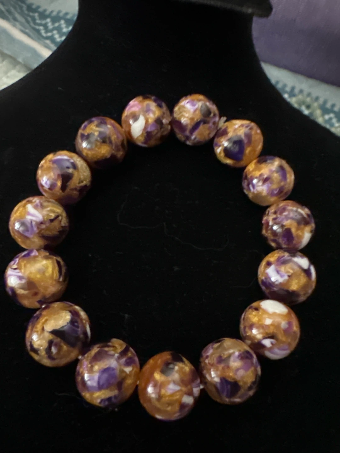 Purple and Gold Swirl Bead Bracelet - photo 2