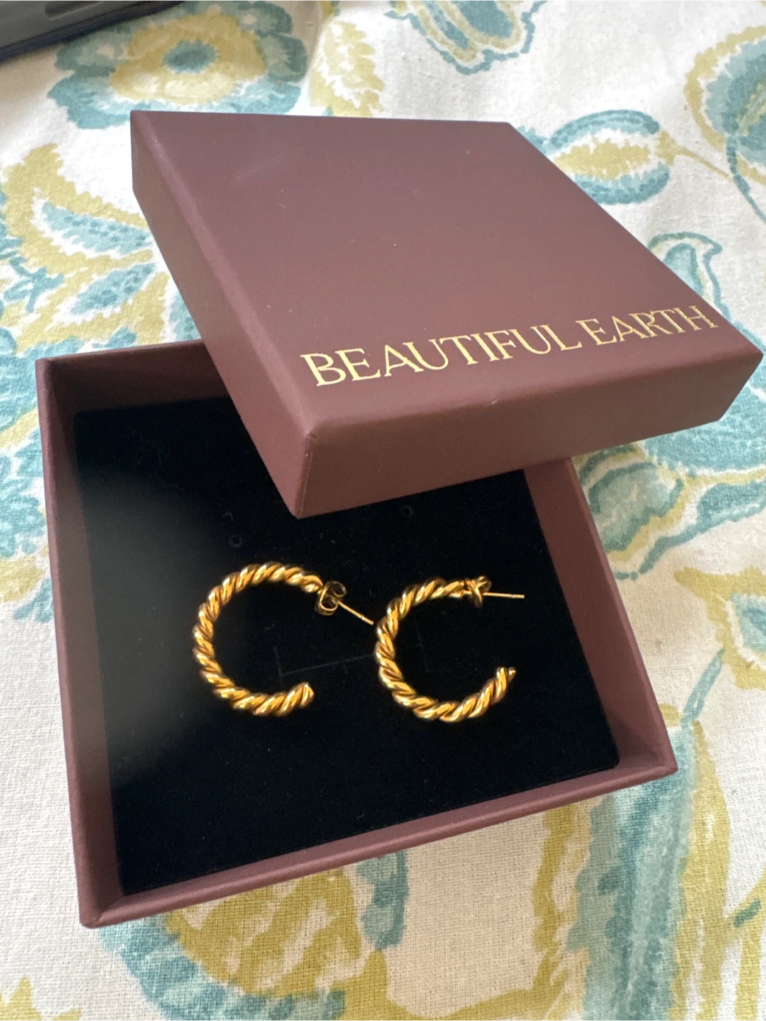 Beautiful Earth Gold Tone Twisted Hoop Earrings