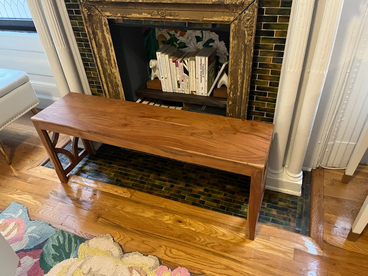 Solid Wood Bench with Intricate Leg Design