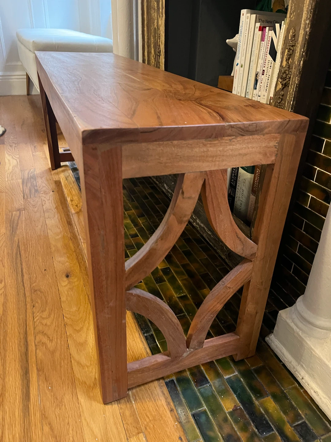 Solid Wood Bench with Intricate Leg Design - photo 2