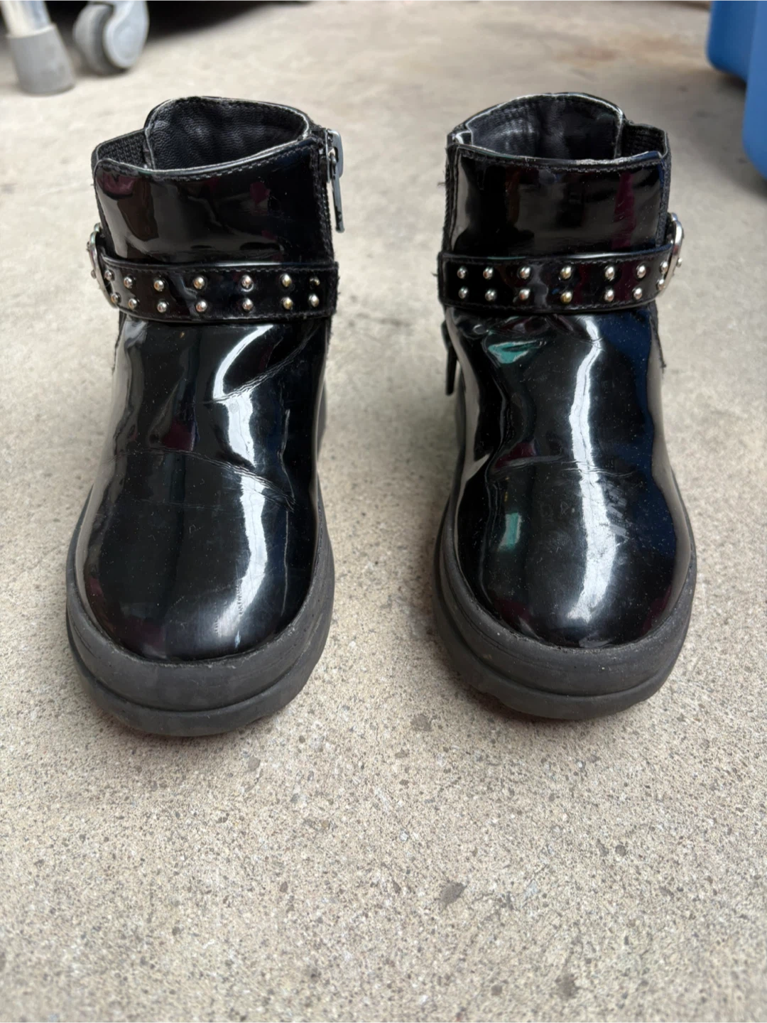 Sugar Black Patent Ankle Boots Size 7
