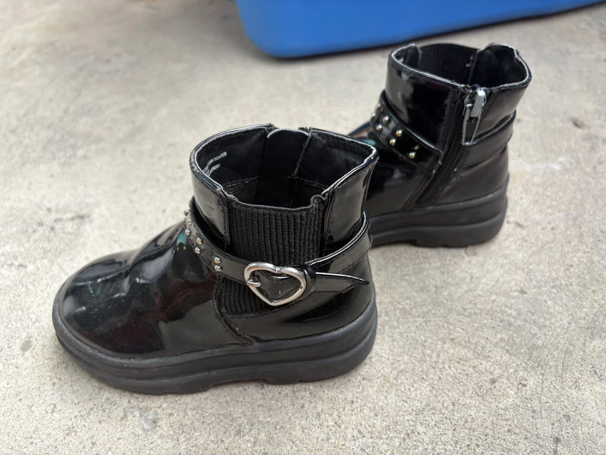 Sugar Black Patent Ankle Boots Size 7 - photo 2