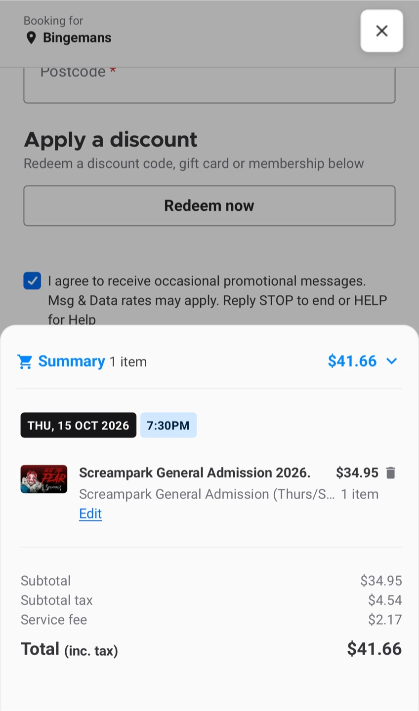 Bingemans screampark tickets - photo 3