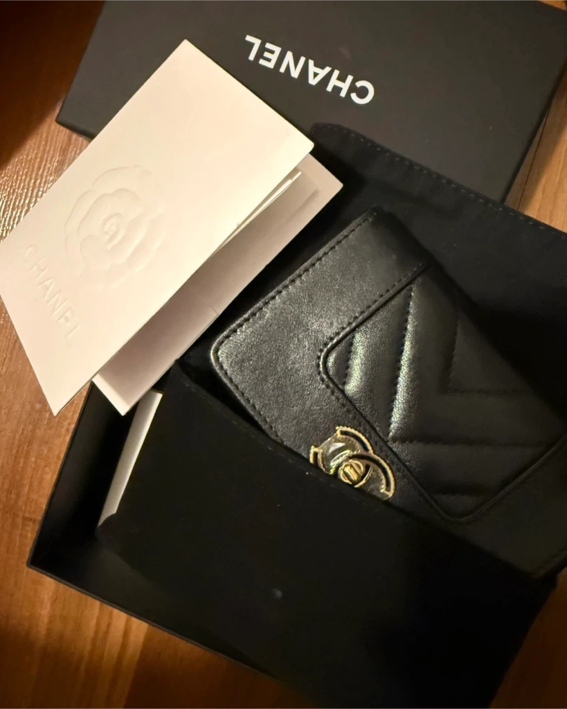 Chanel Black Quilted Leather Card Holder