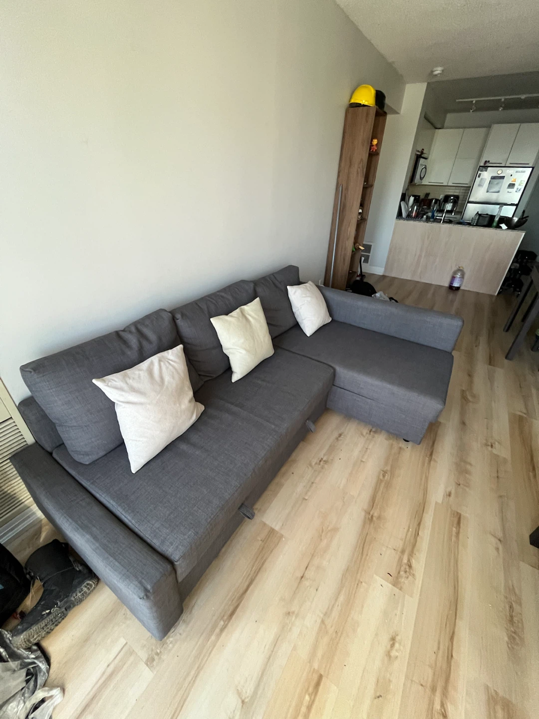 Grey Sectional Sofa Bed + Cotton Pillows - photo 3