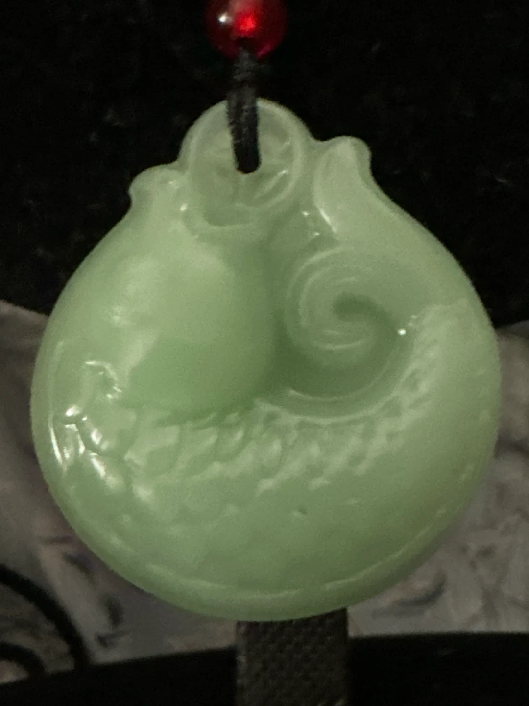 Green Jade Pendant Necklace with Braided Cord - photo 4