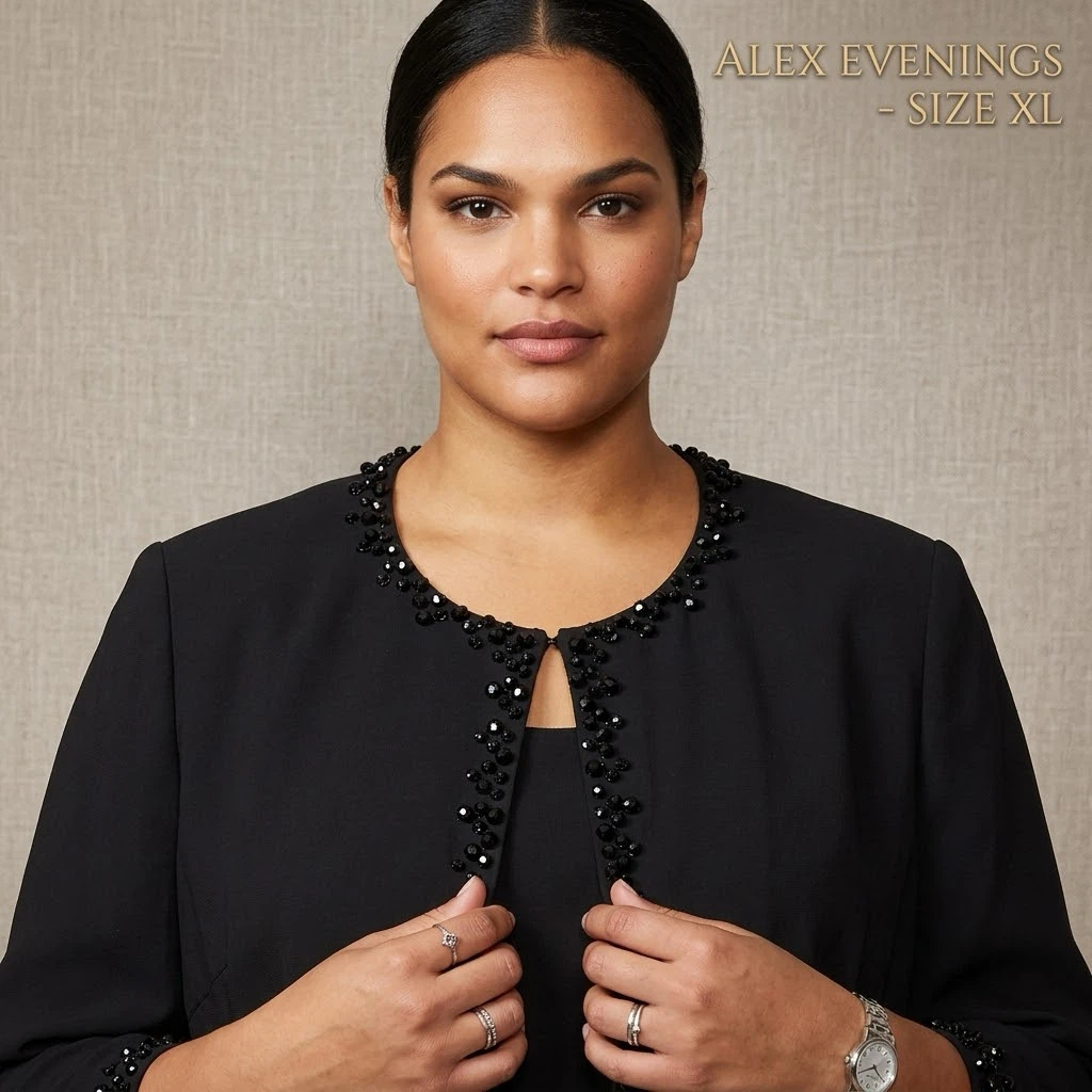 Alex Evenings Beaded Black Jacket XL - photo 2