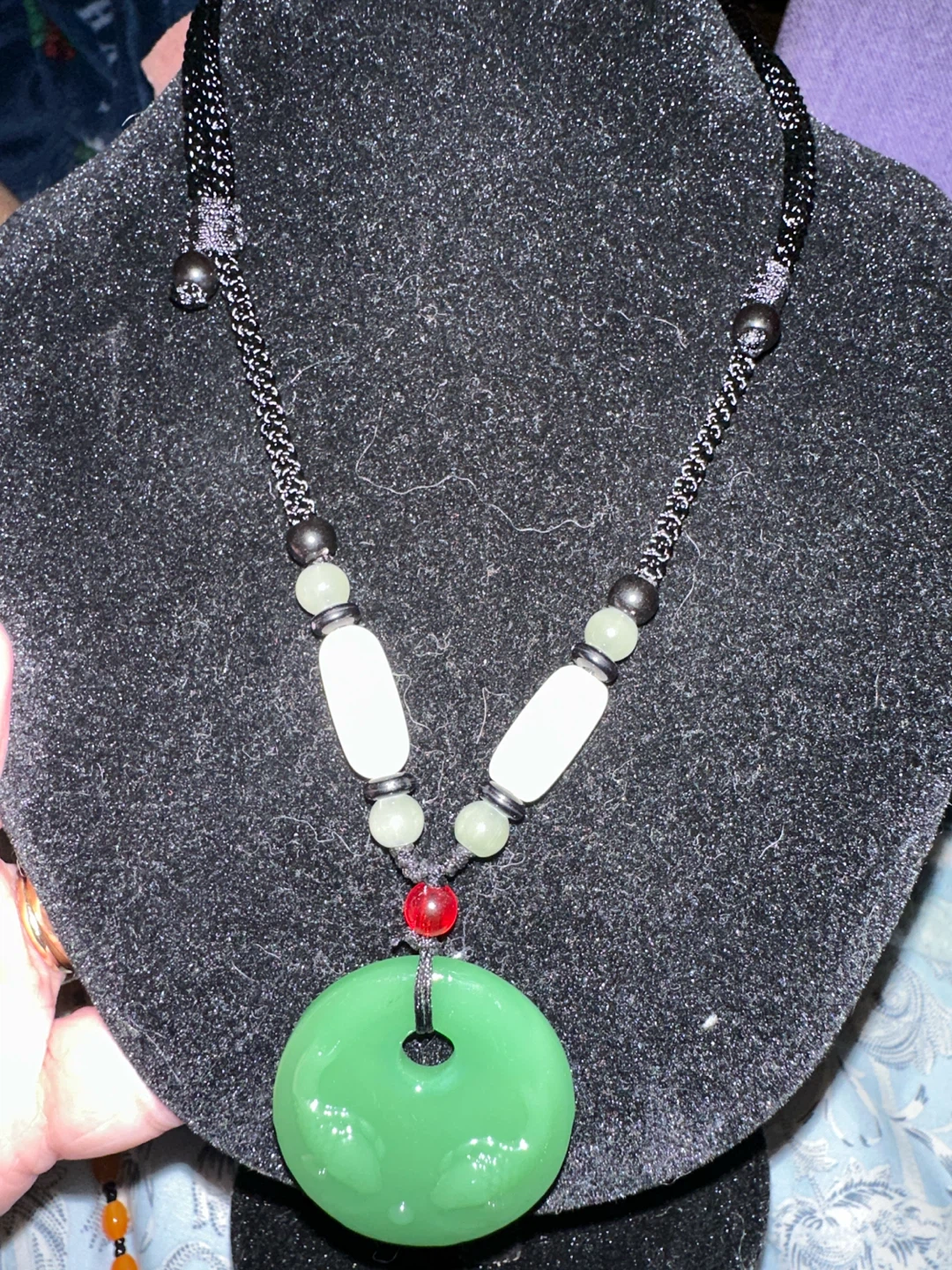 Green Jade Donut Pendant Necklace - photo 2