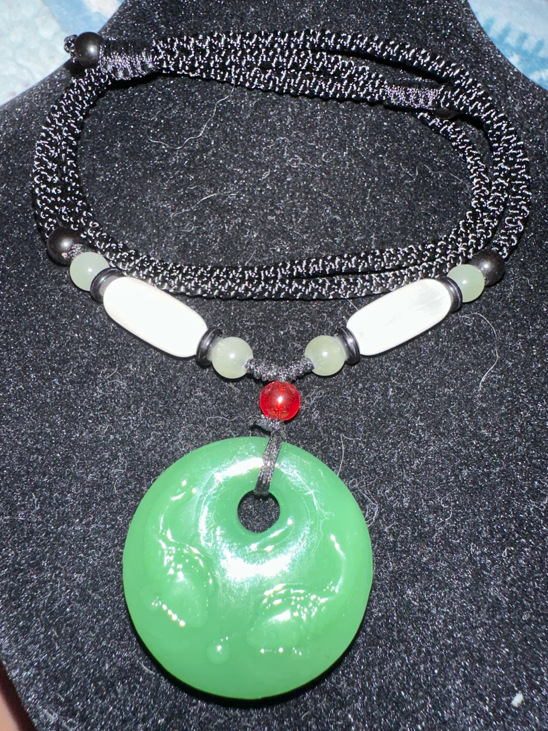 Green Jade Donut Pendant Necklace - photo 4