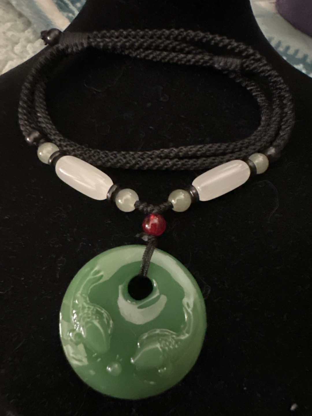 Green Jade Donut Pendant Necklace - photo 5