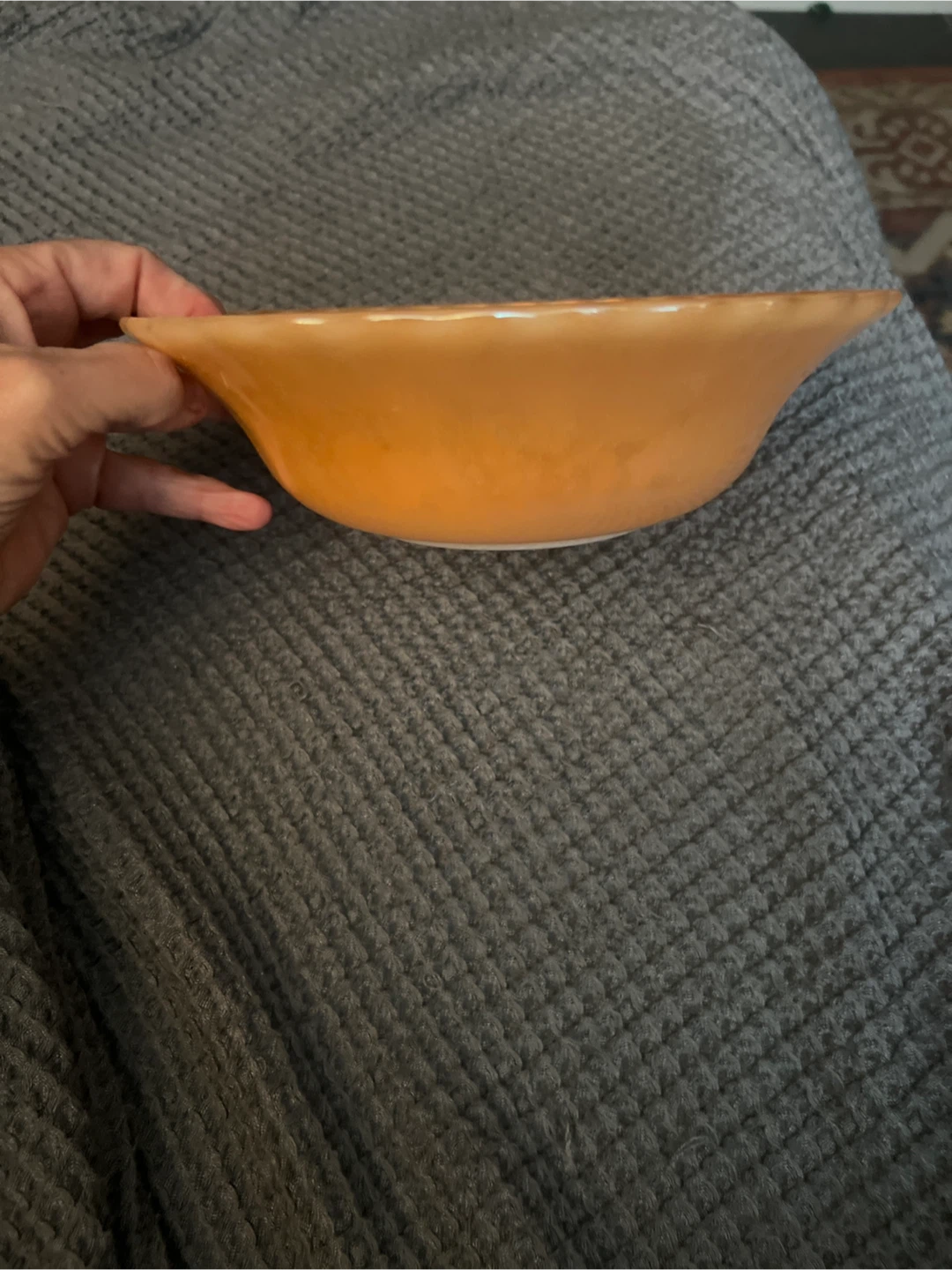 Vintage Anchor Hocking Orange Iridescent Glass Bowl - photo 2