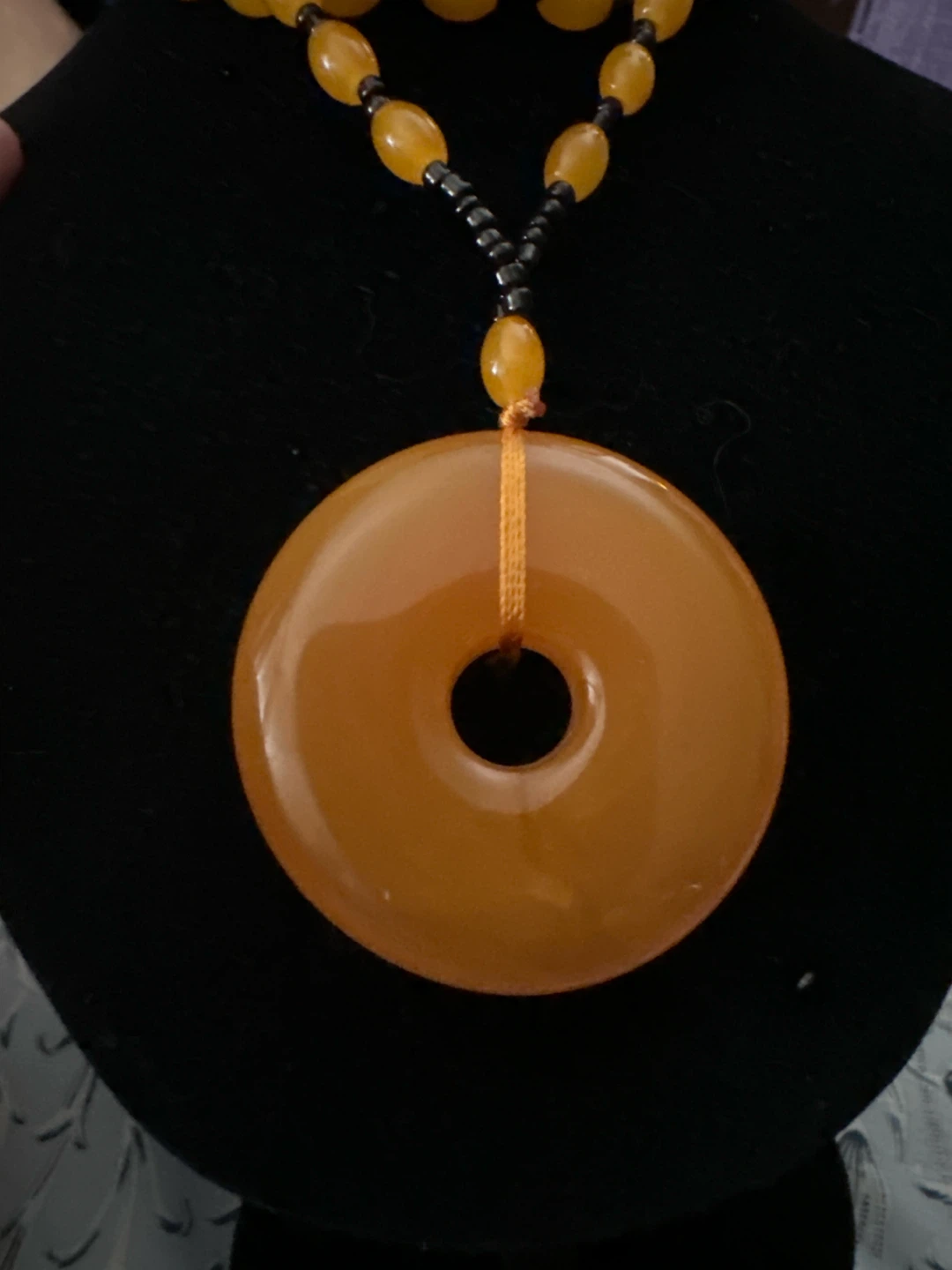 Orange Beaded Necklace with Pendant - photo 3