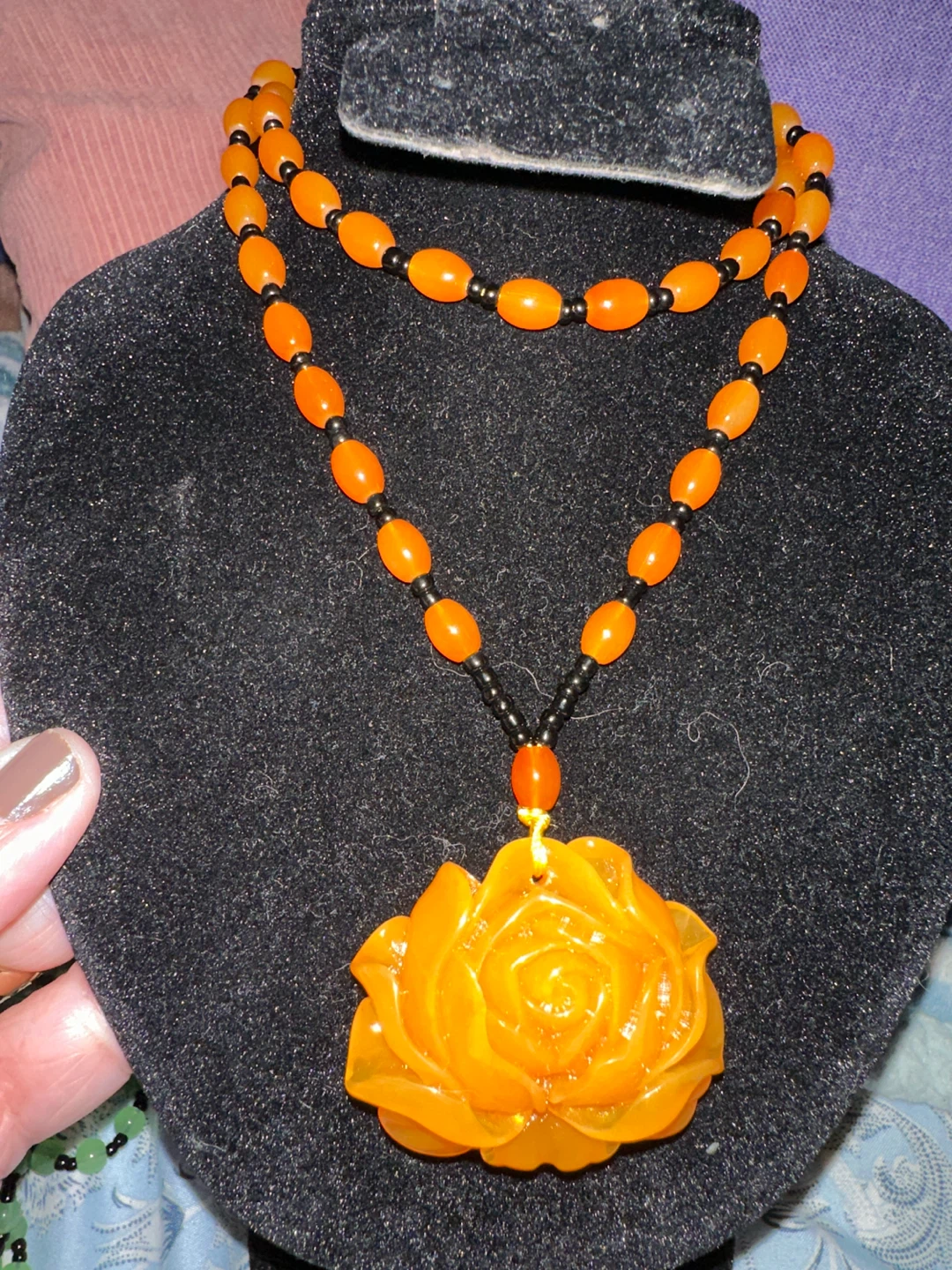 Orange Rose Pendant Necklace - photo 2