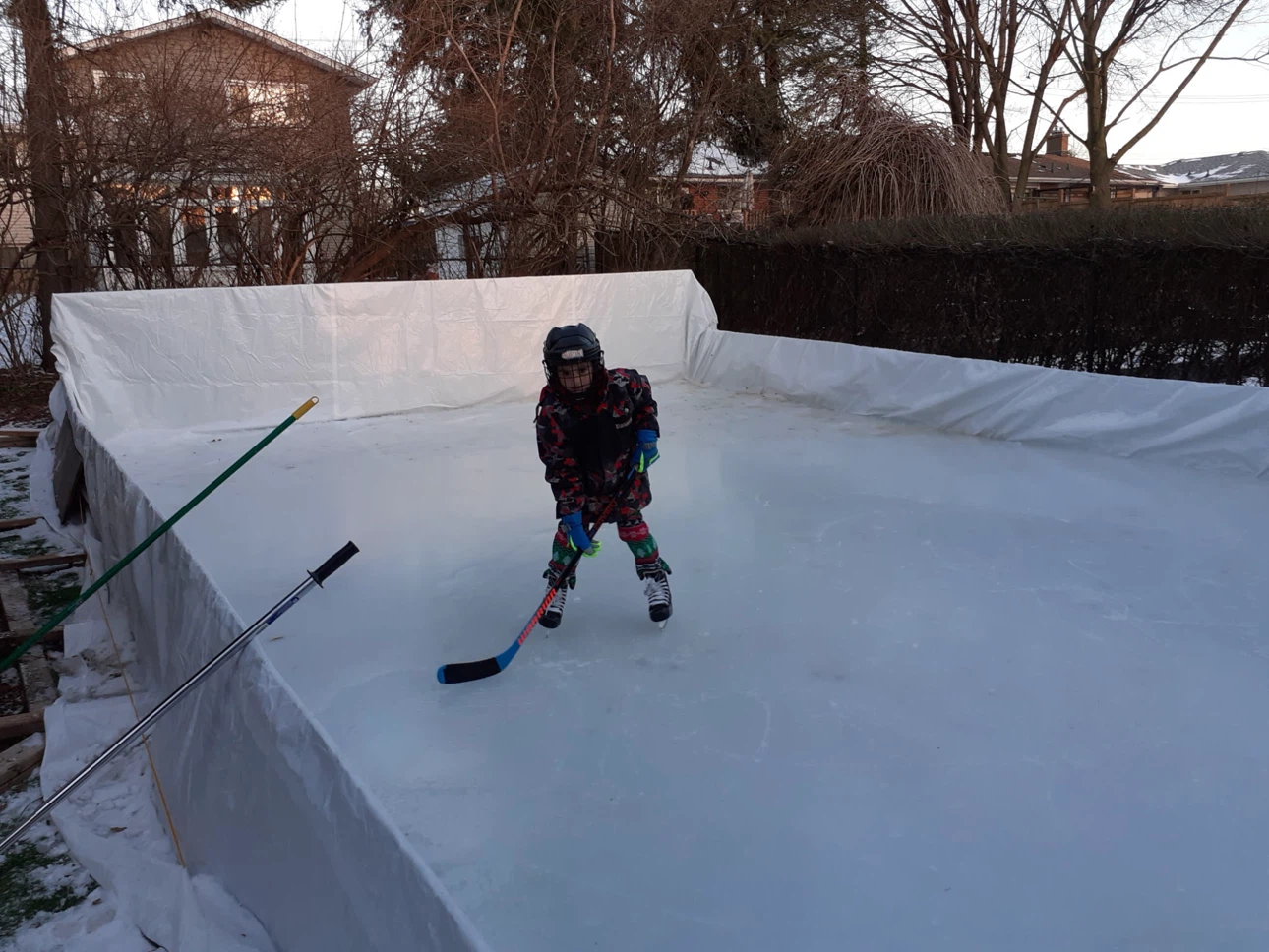 Hockey rink boards, tarp, and ,liner