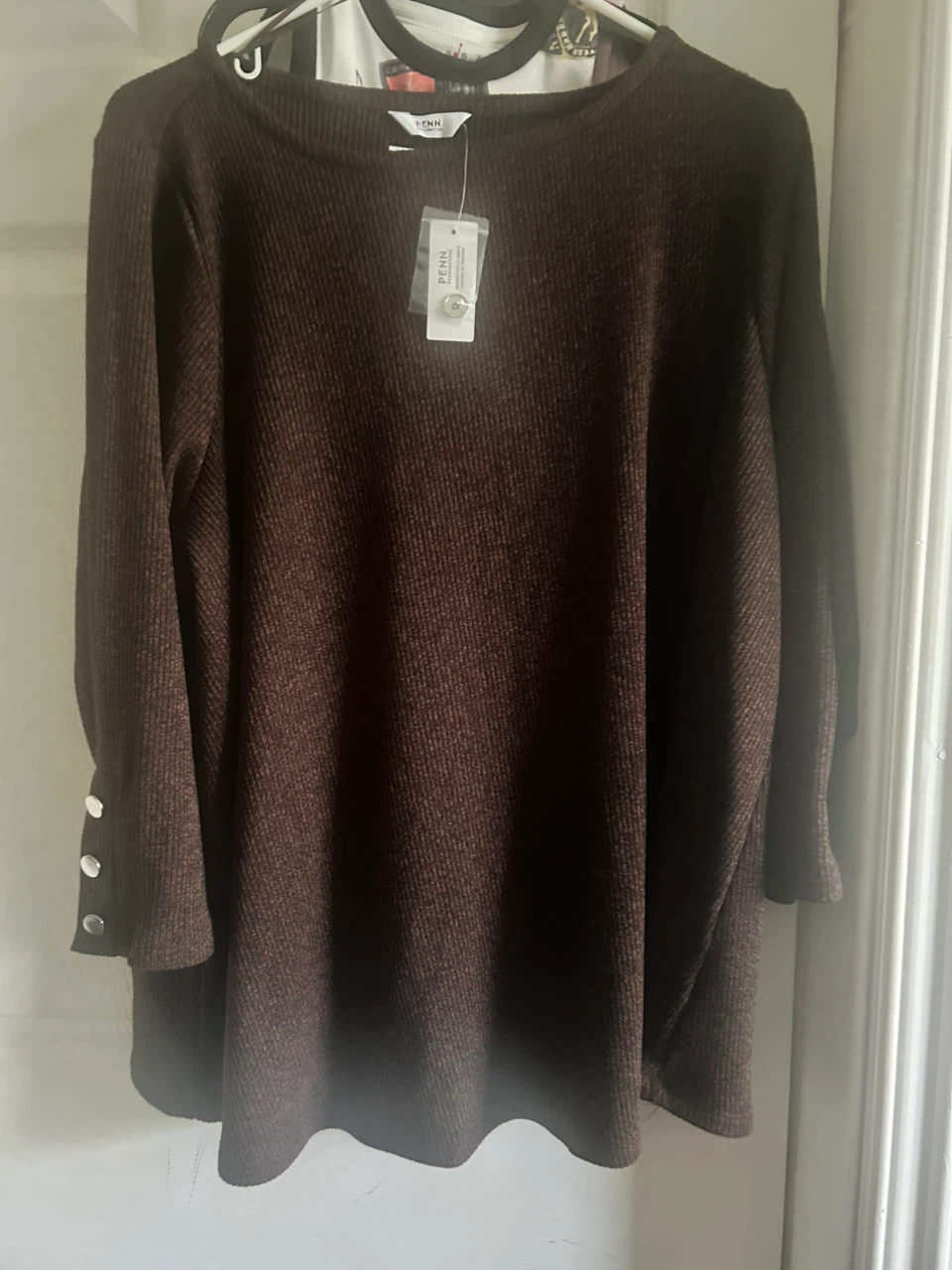 PENN Brown Ribbed Long Sleeve Top