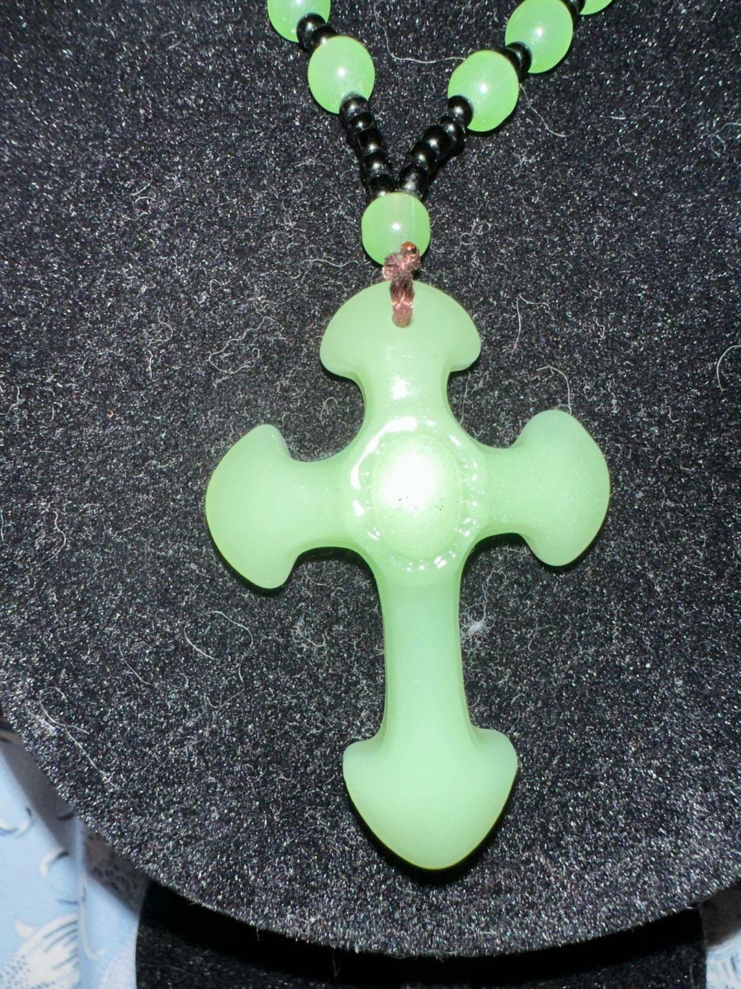 Light Green Beaded Cross Necklace - photo 2